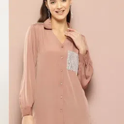 Qurvii Brown Plain Shirt-image-75