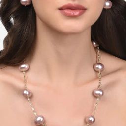 Zaveri Pearls Pink Beaded Contemporary Dazzling Cubic Zirconia Necklace & Earring Set-ZPFK14037-picture-20