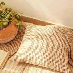 House This Girnar Brown Cotton Cushion Cover-10