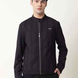 Rare Rabbit Maroon Regular Fit Stripes Jacket-37