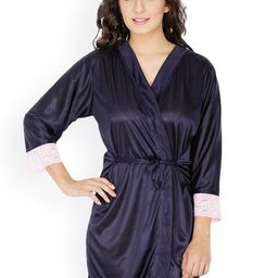 Klamotten Navy Satin Robe X209-image-95