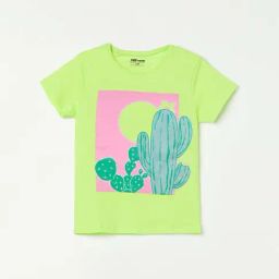 Fame Forever by Lifestyle Kids Lime Green & Pink Cotton Printed T-Shirt-image-24
