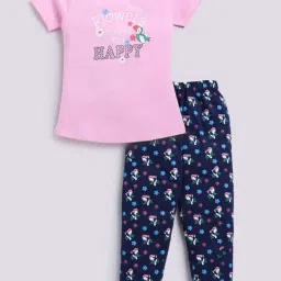 Todd N Teen Kids Pink Cotton Printed T-Shirts & Pajamas Set-picture-6