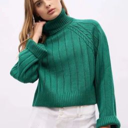 Styli Green Self Design Sweater-9