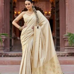 Elora Cream Woven Saree-picture-18