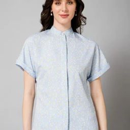 PURYS Blue Floral Print Shirt-15