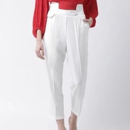 KASSUALLY White Regular Fit Mid Rise Trousers-image-9