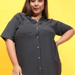 Oxolloxo Plus Size Black Linen Relaxed Fit Shirt-picture-38
