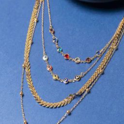 Jewelz Multi Color Evil Eye Design With Gold Multi-Layered Necklace for Women-16