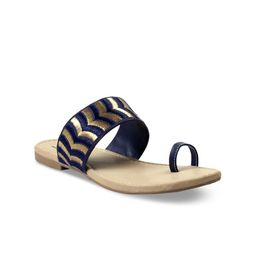 meriggiare Women Blue Woven Design Synthetic One Toe Flats-image-52