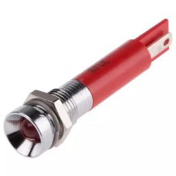 RS PRO Red Panel Mount Indicator 12V AC, Mounting Hole Size 8 mm, Termination Type Solder Tab, Model No 207028-11