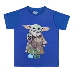 STAR WARS Boys Blue & Brown Star Wars Printed Round Neck T-shirt-picture-5
