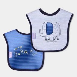 MiArcus Kids Blue & Grey Cotton Printed Bibs (Pack of 2)-image-86