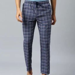 Don Vino Navy Relaxed Fit Check Lounge Pants-image-33