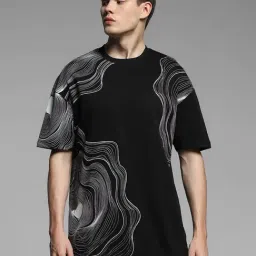 Jack & Jones Jet Black Cotton Loose Fit Printed T-Shirt-picture-7