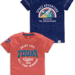 Codez Kids Coral & Blue Printed T-Shirt (Pack Of 2)-image-22