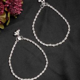 NVR Silver-Plated Anklets for Women Pair of 1-54