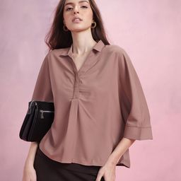 DressBerry Solid Extended Sleeves Boxy Top-picture-12