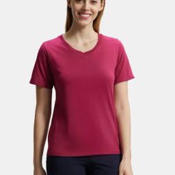 Jockey AW89 Women's Super Combed Cotton Rich Fabric Relaxed Fit V-Neck Half Sleeve T-Shirt-image-41