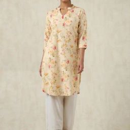 Soch Beige Cotton Regular Fit Floral Print Kurtas-image-84