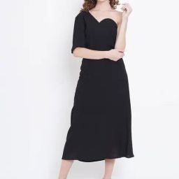 DODO & MOA Black Slim Fit Midi Dress-image-40