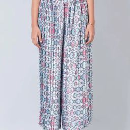 First Resort By Ramola Bachchan Blue Geometric Pleated Palazzo-image-1