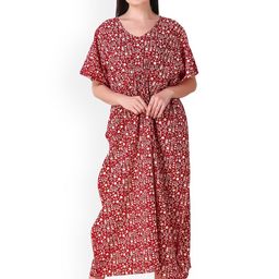 Masha Red & Beige Printed Nightdress KF-A262-1332-4