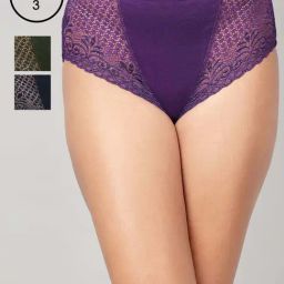 Clovia Multicolor Cotton Regular Fit Self Pattern Panties - Pack Of 3-image-16