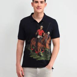 U.S. Polo Assn. Denim Co. Blue Cotton Slim Fit Printed Polo T-Shirt-image-58