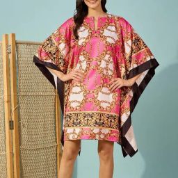 The Kaftan Company Pink Print Dress-image-16