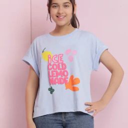 Li'L Tomatoes Blue Graphic Regular Fit Croptop-picture-26
