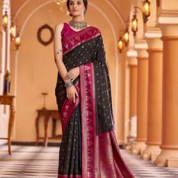 Elora Black Woven Saree-image-49