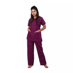 LOYAL NEEDS Y Neck Short Sleeves Double Stitch Scrub Suit Customised Polycotton Fabric FSYDPUR S Size For Female-image-94