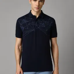 Louis Philippe Navy Regular Fit Printed Polo T-Shirt-picture-3