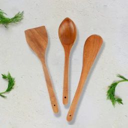 Borosil Brown Neem Wood Cooking Spoons Set of 3-picture-5