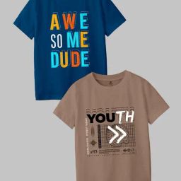 Codez Kids Navy & Brown Printed T-Shirt (Pack Of 2)-picture-15