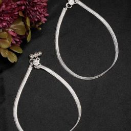 NVR Silver-Plated Anklets for Women Pair of 1-image-125