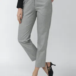 Van Heusen Grey Self Pattern Trousers image 1