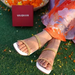 Vaidaan Rekha Embellished Block Heel Sandals-11