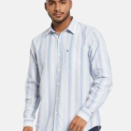 Mettle Sky Cotton Regular Fit Striped Shirt-image-82