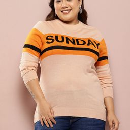 Sztori Plus-Size Typography Print Knitted Pullover-picture-2
