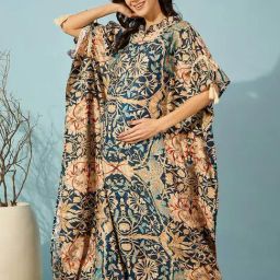 The Kaftan Company Beige Floral Dress-image-43