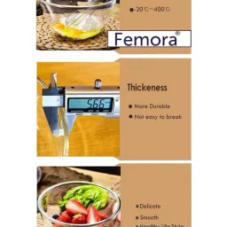 Femora Borosilicate Glass Microwave Safe Mixing Bowls (400 ml, 700 ml, 1050 ml & 2100 ml) - Set of 4 image 5