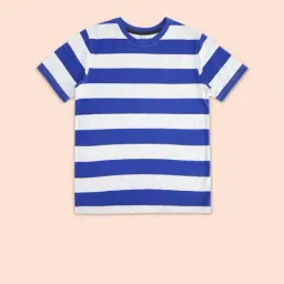 Pantaloons Junior Blue & White Cotton Striped T-Shirt-picture-8