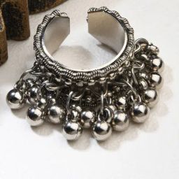 Fida Ethnic Oxidised Silver Ghungroo Adjustable Cluster Ring For Women-image-11