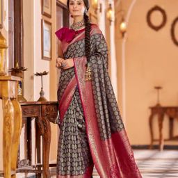 Elora Navy Blue Woven Saree-picture-15