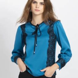SHAYE Blue & Black Lace Top-image-100
