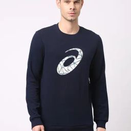 Asics Navy Regular Fit Logo Print Sweatshirt-11