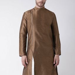 DEYANN Men Brown Solid Straight Kurta-image-86