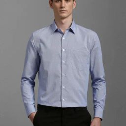 Louis Philippe Blue Cotton Slim Fit Printed Shirt-picture-4